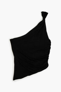 BLACK Twisted One-Shoulder Crop Top, image 1