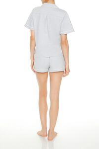 HEATHER GREY/WHITE Piped-Trim Pajama Shorts, image 3