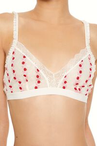 CREAM/MULTI Sheer Floral Ruffle Bralette, image 2