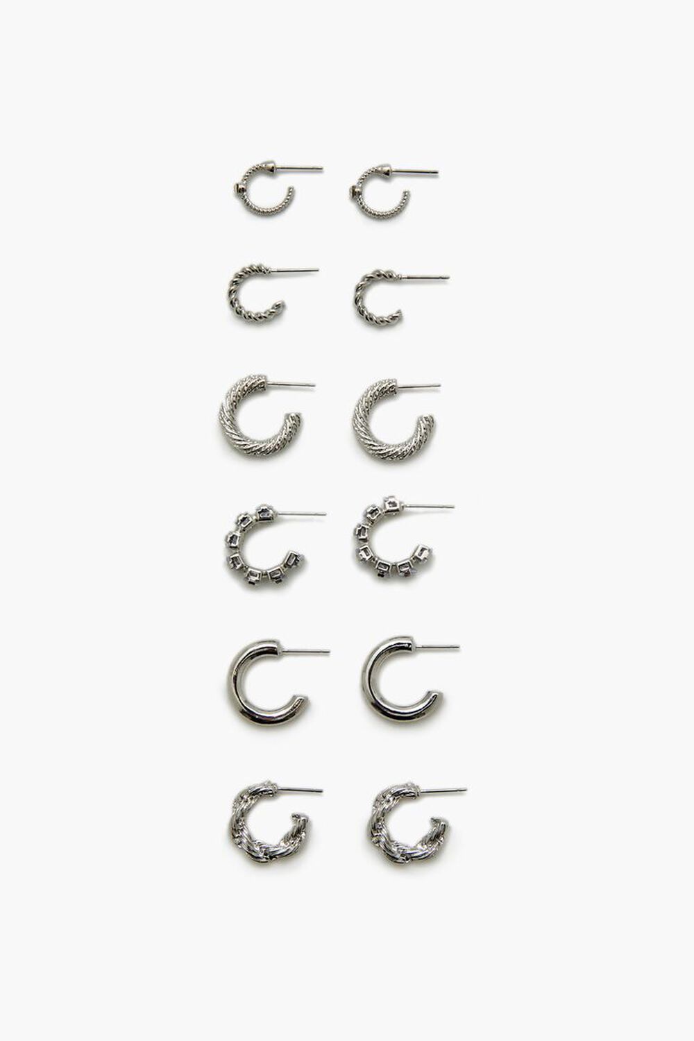 SILVER/CLEAR Assorted Hoop Earring Set, image 1