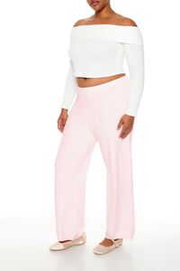 SEASHELL PINK Plus Size Sweater-Knit Wide Pants, image 3