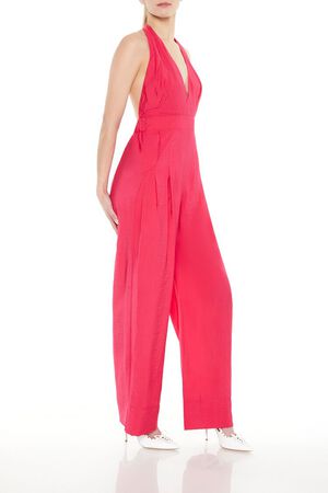 HOT PINK Halter Wide-Leg Jumpsuit, image 2