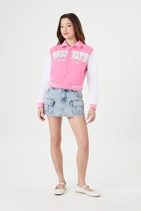 PINK/MULTI Brooklyn Zip-Up Bomber Jacket, image 4