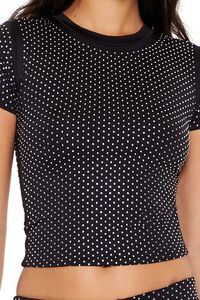 BLACK Contour Sculpt Rhinestone Tee, image 3