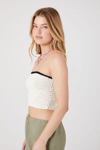 WHITE/BLACK Sweater-Knit Cropped Tube Top, image 2