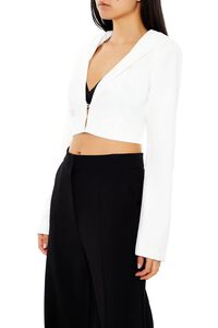 WHITE Plunging Hooded Cropped Blazer, image 4