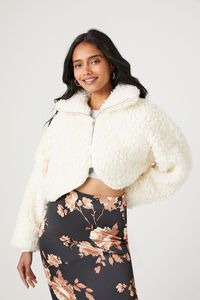 VANILLA Faux Shearling Cropped Moto Jacket, image 1
