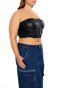 BLACK Plus Size Faux Leather Tube Top, image 4