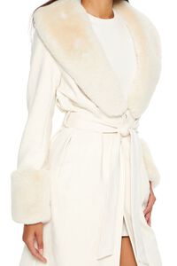 CREAM Faux Fur-Trim Faux Suede Trench Coat, image 5
