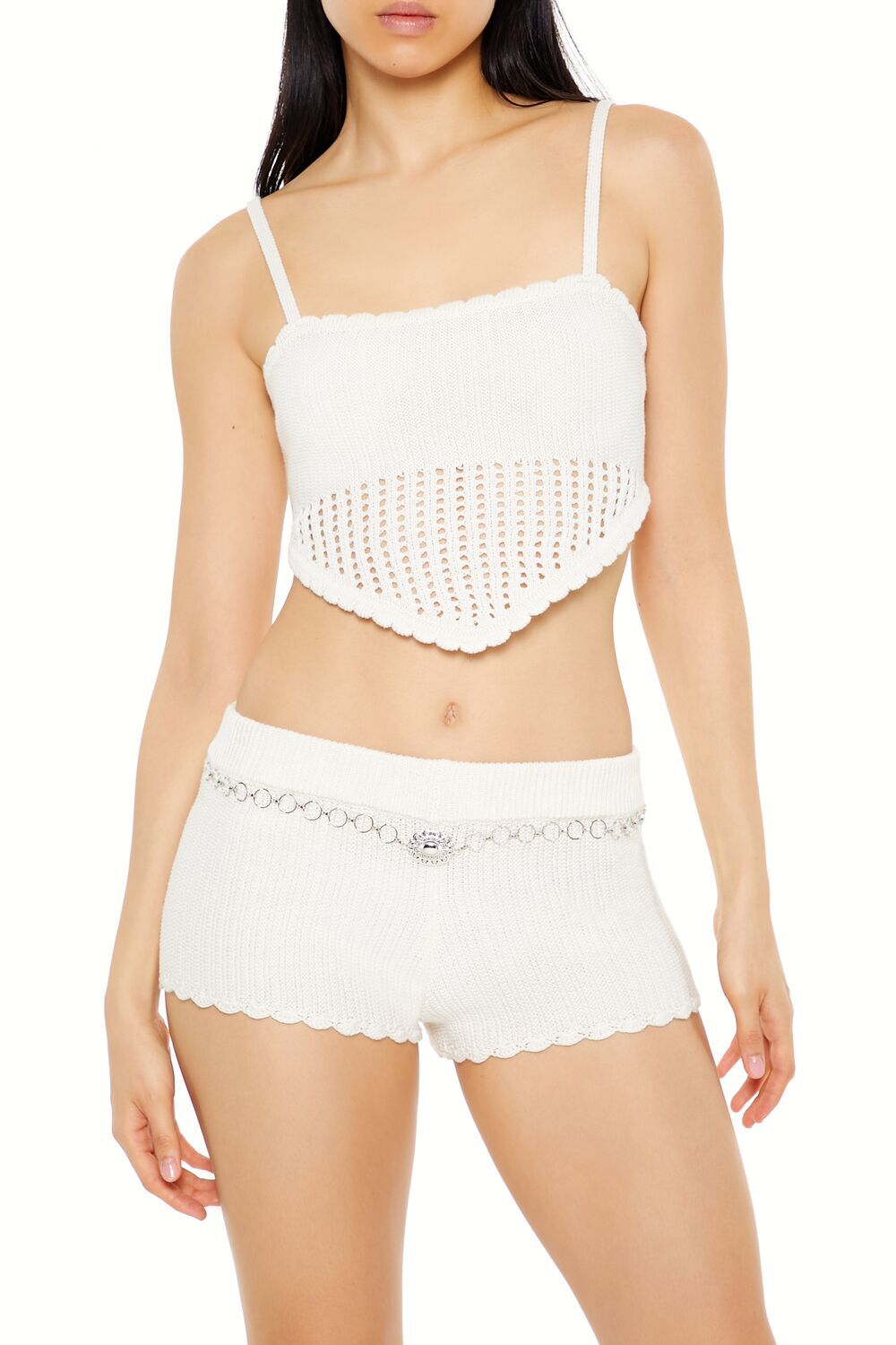 CREAM Cropped Crochet Cami, image 1