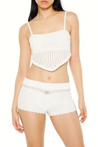 CREAM Cropped Crochet Cami, image 1