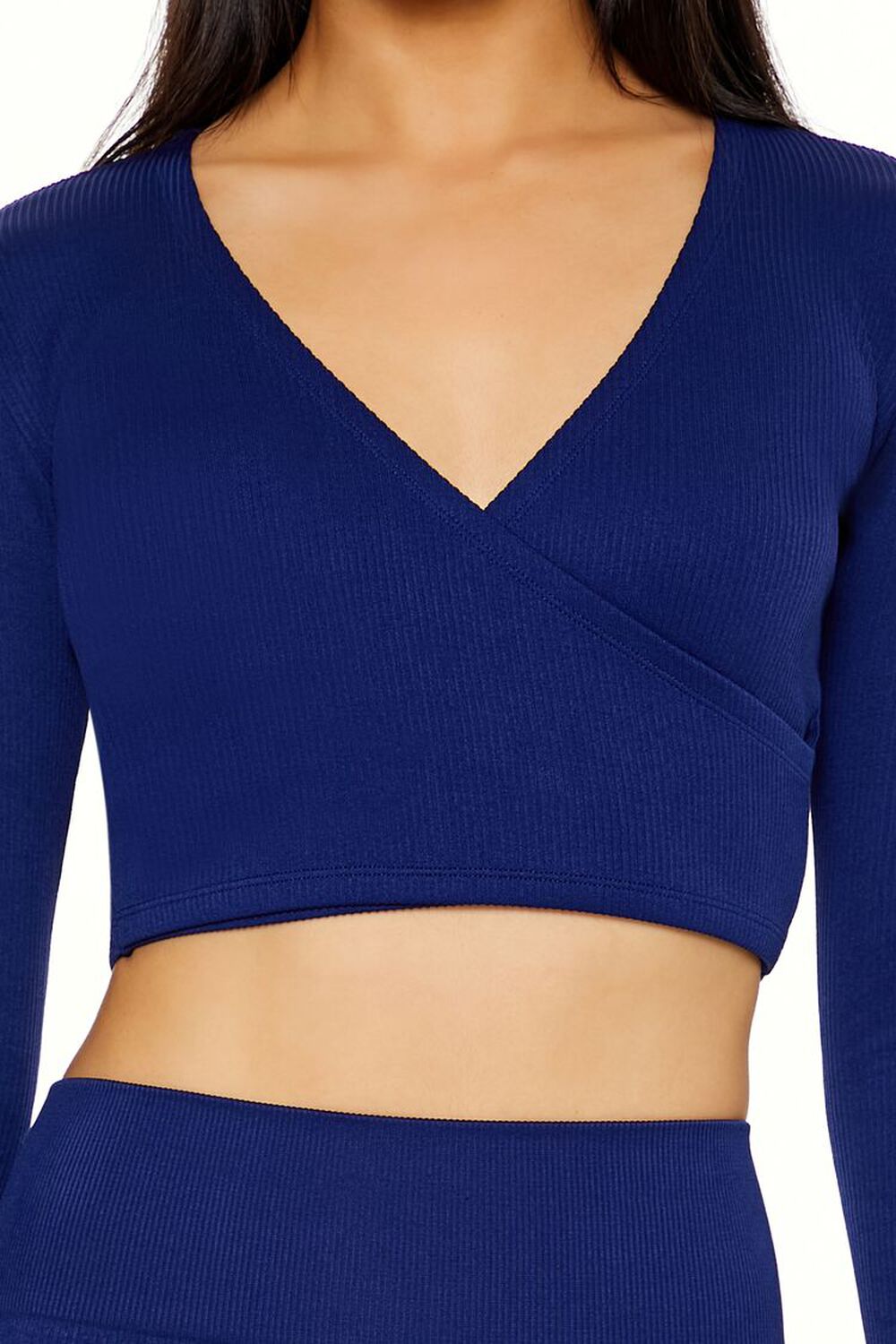 DARK NAVY Active Seamless Surplice Crop Top, image 3
