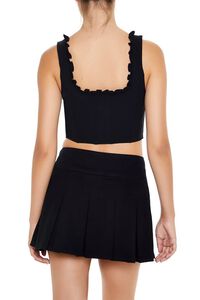 BLACK Ruffle-Trim Corset Crop Top, image 5
