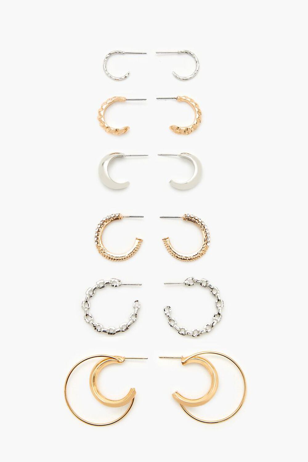 GOLD/SILVER Assorted Hoop Earring Set, image 1