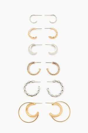 GOLD/SILVER Assorted Hoop Earring Set, image 1