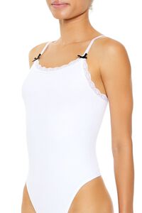 WHITE/BLACK Seamless Bow Lingerie Bodysuit, image 4
