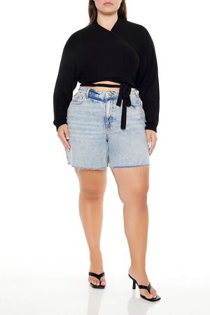 BLACK Plus Size Sweater-Knit Wrap Top, image 2