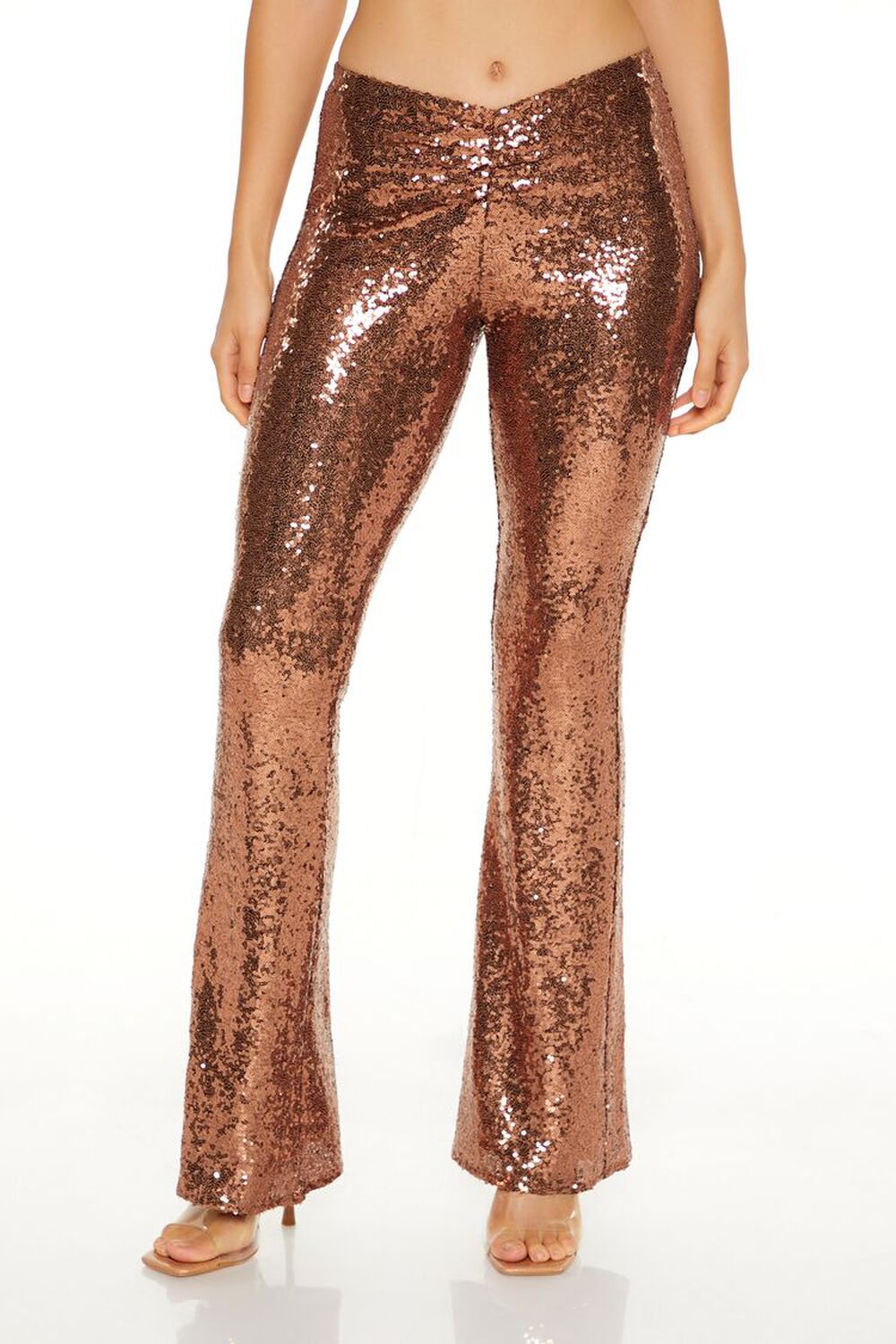 ASH BROWN Sequin High-Rise Flare Pants, image 2