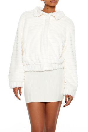 WALNUT Quilted Faux Fur Bomber Jacket, image 1
