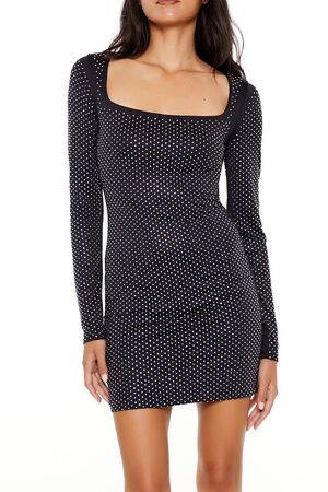 BLACK Contour Sculpt Rhinestone Mini Dress, image 2