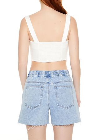 WHITE Smocked Crop Top, image 3