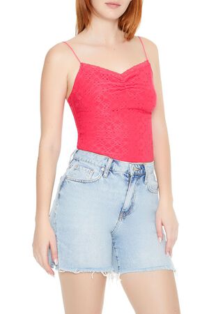 HOT PINK Eyelet Lace-Trim Cami, image 2