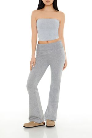 GREY Rhinestone Sweater-Knit Pants, image 1