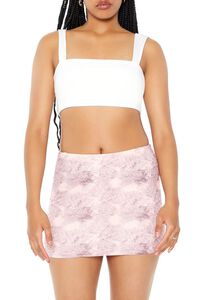 PINK/MULTI Fitted Abstract Print Mini Skirt, image 4