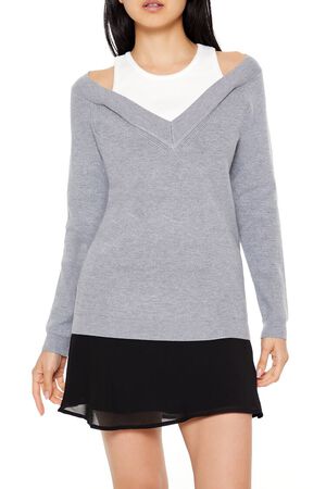 GREY/WHITE Combo Tank Top Sweater, image 1