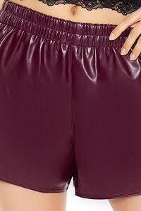 WINE Faux Leather Mid-Rise Shorts, image 5