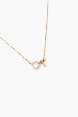 GOLD/T Faux Gem Initial Charm Necklace, image 2
