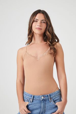 CAROB Seamless Ribbed Racerback Bodysuit, image 1