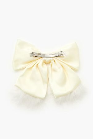 CREAM Faux Feather Bow Hair Barrette, image 2