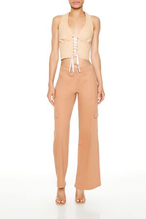 CAMEL Twill Low-Rise Cargo Pants, image 1