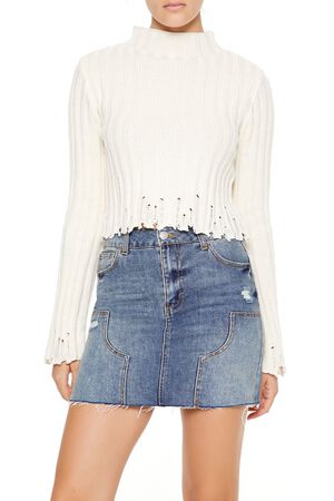 MERLOT Distressed Mock Neck Sweater, image 1