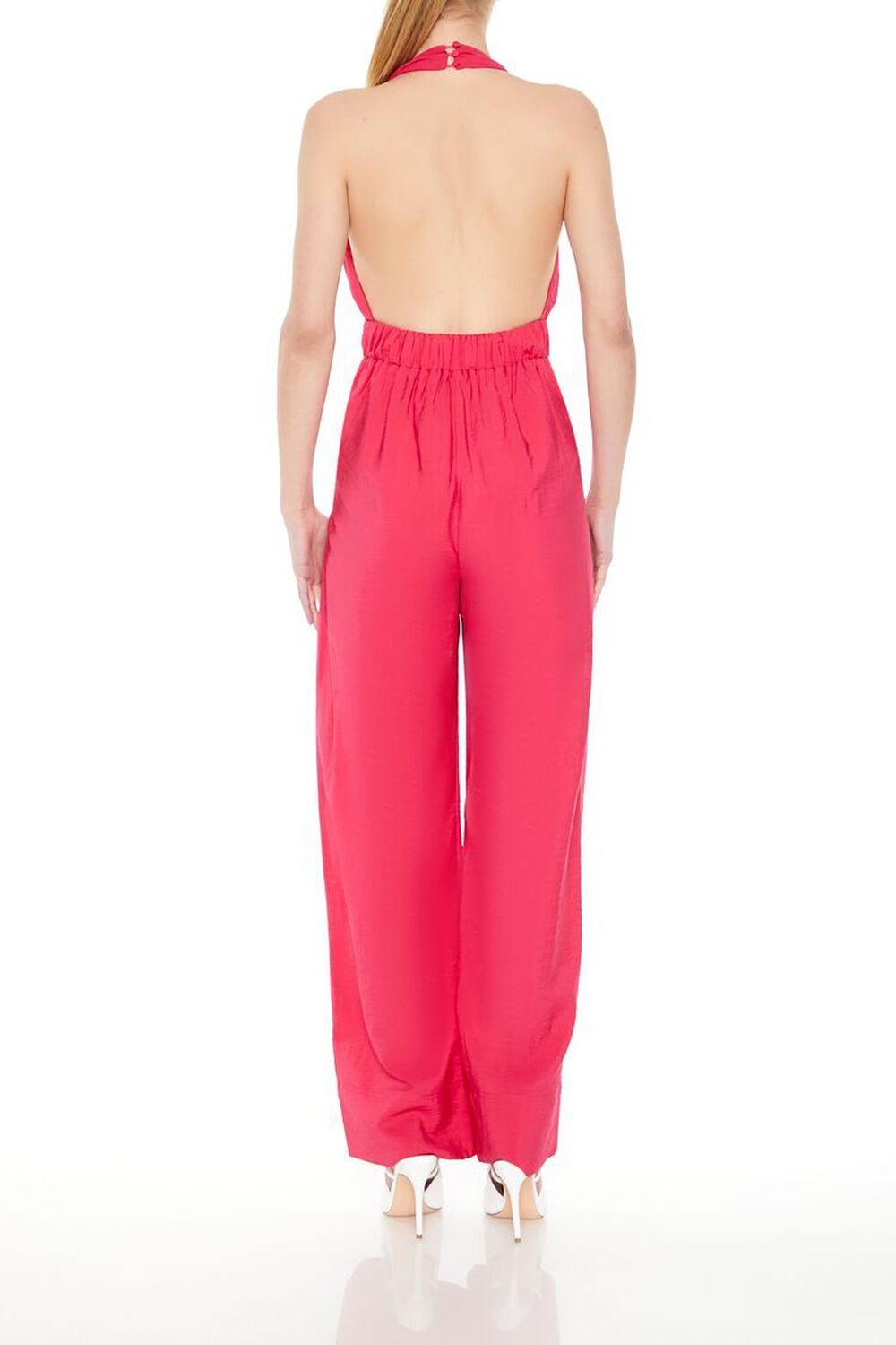 HOT PINK Halter Wide-Leg Jumpsuit, image 3