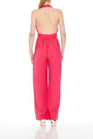 HOT PINK Halter Wide-Leg Jumpsuit, image 3