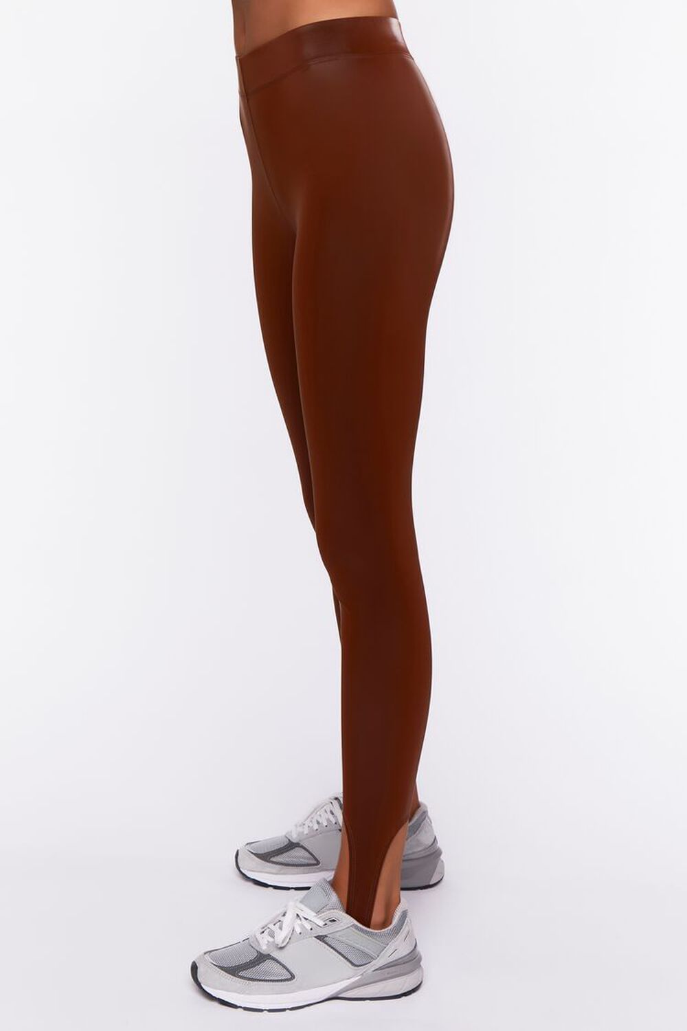 CHOCOLATE Faux Leather Stirrup Leggings, image 3