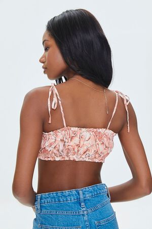 PEACH /MULTI Tropical Leaf Print Cropped Cami, image 3