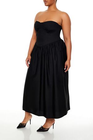 BLACK Plus Size Sweetheart Midi Dress, image 3