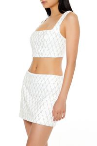 WHITE Beaded Lattice Crop Top, image 4