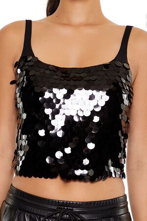 BLACK Sequin Crop Top, image 3