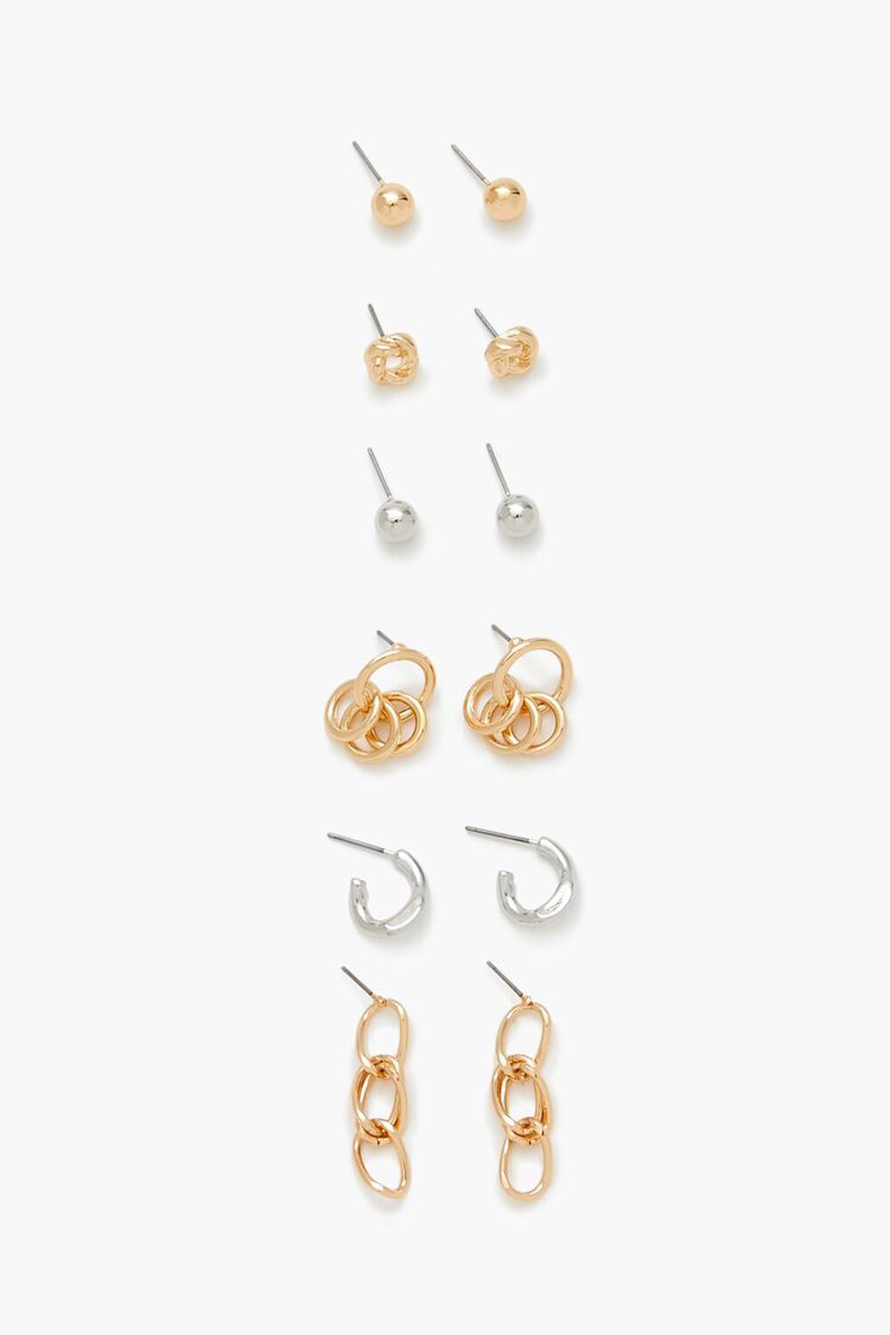 GOLD/SILVER Stud & Drop Earring Set, image 1