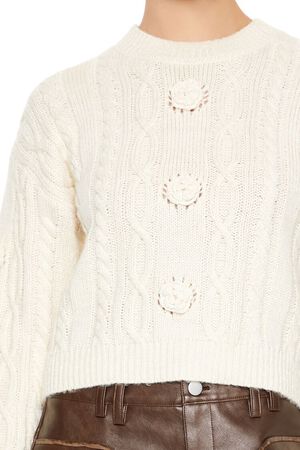 OLIVINE  Rosette Cable Knit Sweater, image 3