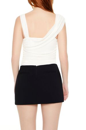 CREAM Asymmetrical Ruched Mesh Bodysuit, image 3