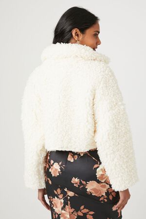 VANILLA Faux Shearling Cropped Moto Jacket, image 3