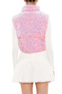 PINK Iridescent Sequin Faux Fur Vest, image 5