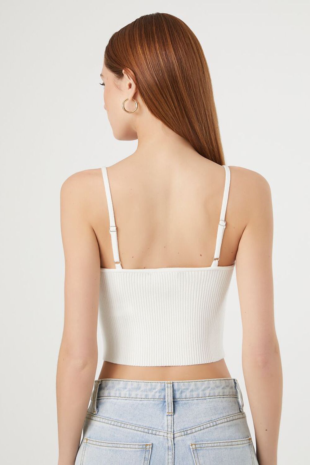 WHITE Sweater-Knit Ribbed Cami, image 3