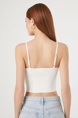 WHITE Sweater-Knit Ribbed Cami, image 3