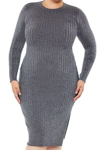 SILVER Plus Size Glitter Knit Midi Dress, image 5
